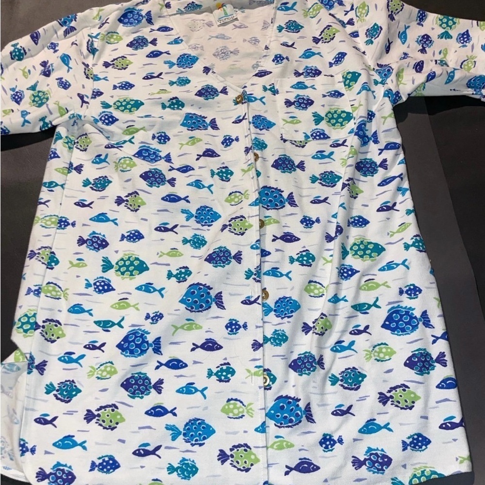 Vintage Tropical Escape Colorful Fish Print cover up